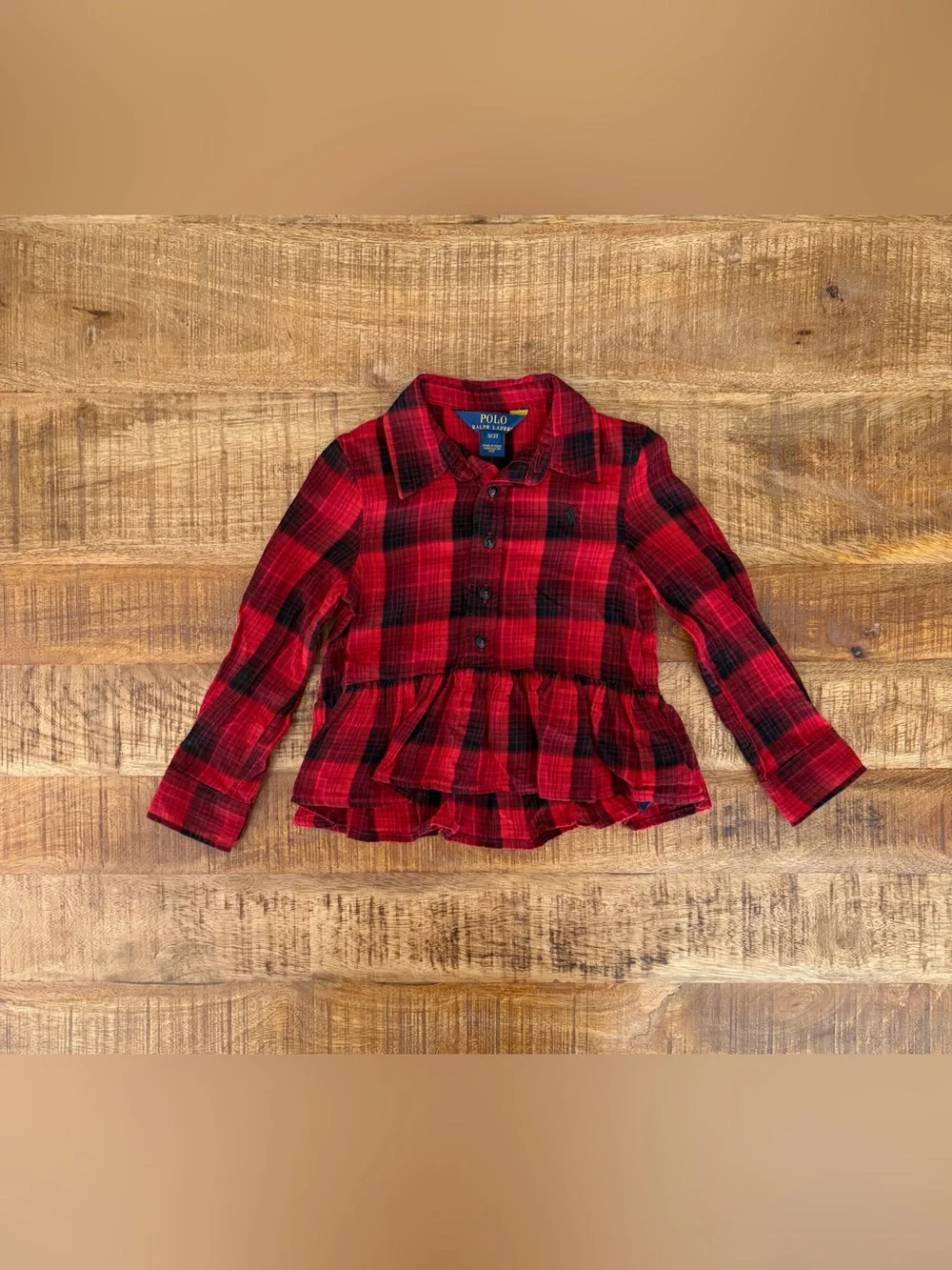 Polo Ralph Lauren Plaid Peplum Top 3T